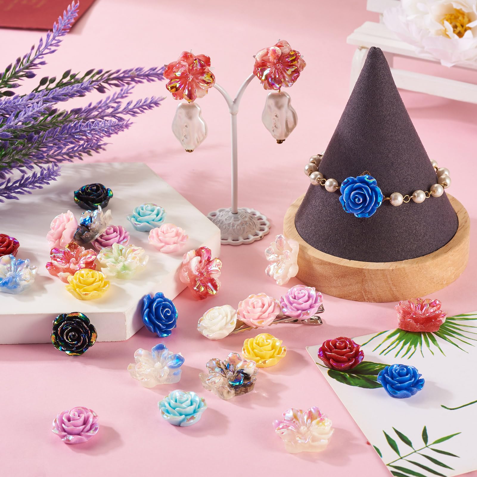 Amazon.co.jp: Beadthoven 約48個/箱 ミックスカラー バラ 花形